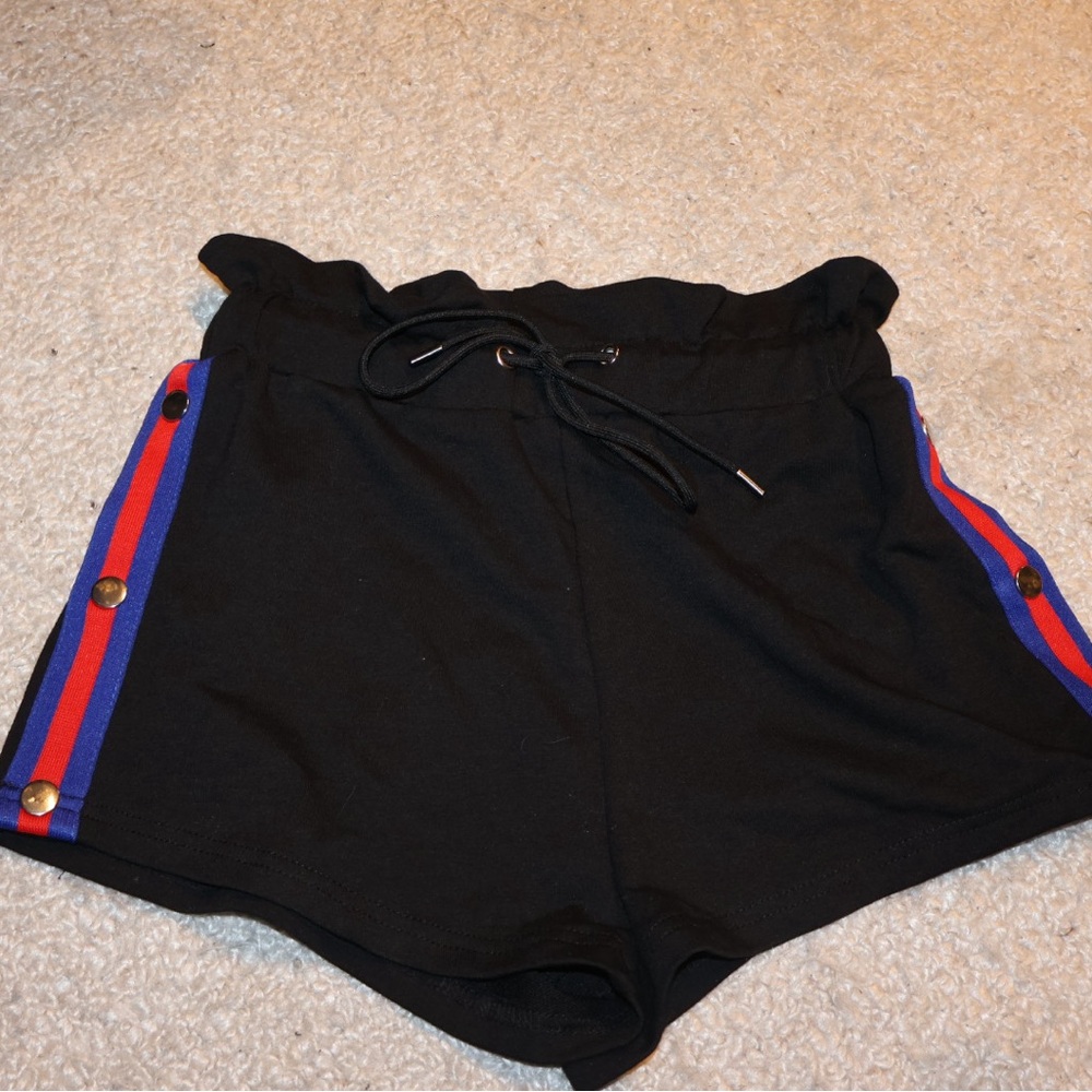 Black Track Shorts - Buttons